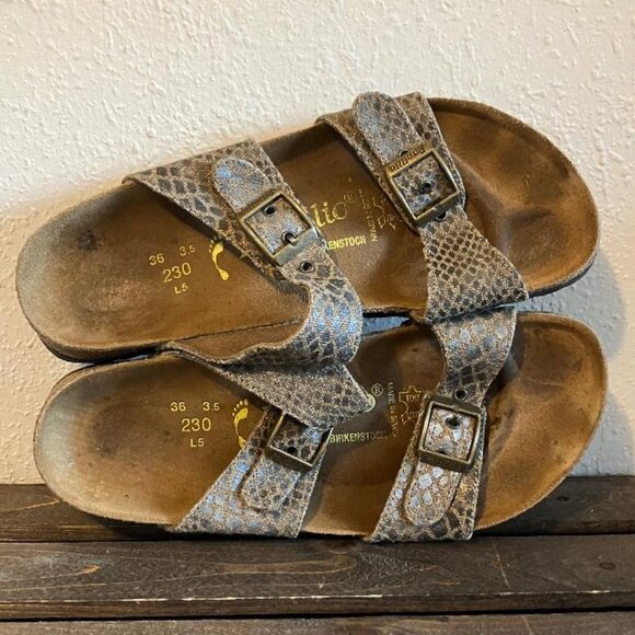 Papillio By Birkenstock Arizona Snakeskin Pattern Slip On Sandals Size 36/US 5.5 - Picture 5 of 6